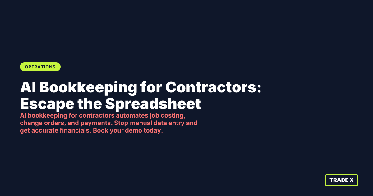 AI bookkeeping for contractors dashboard showing automated job costing and financial tracking