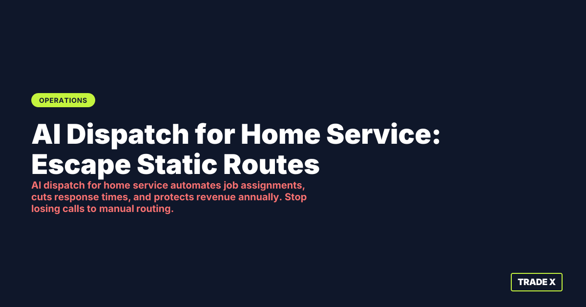 AI dispatch for home service dashboard showing automated technician routing and scheduling optimization